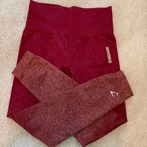 GYMSHARK Maroon/white variated leggings